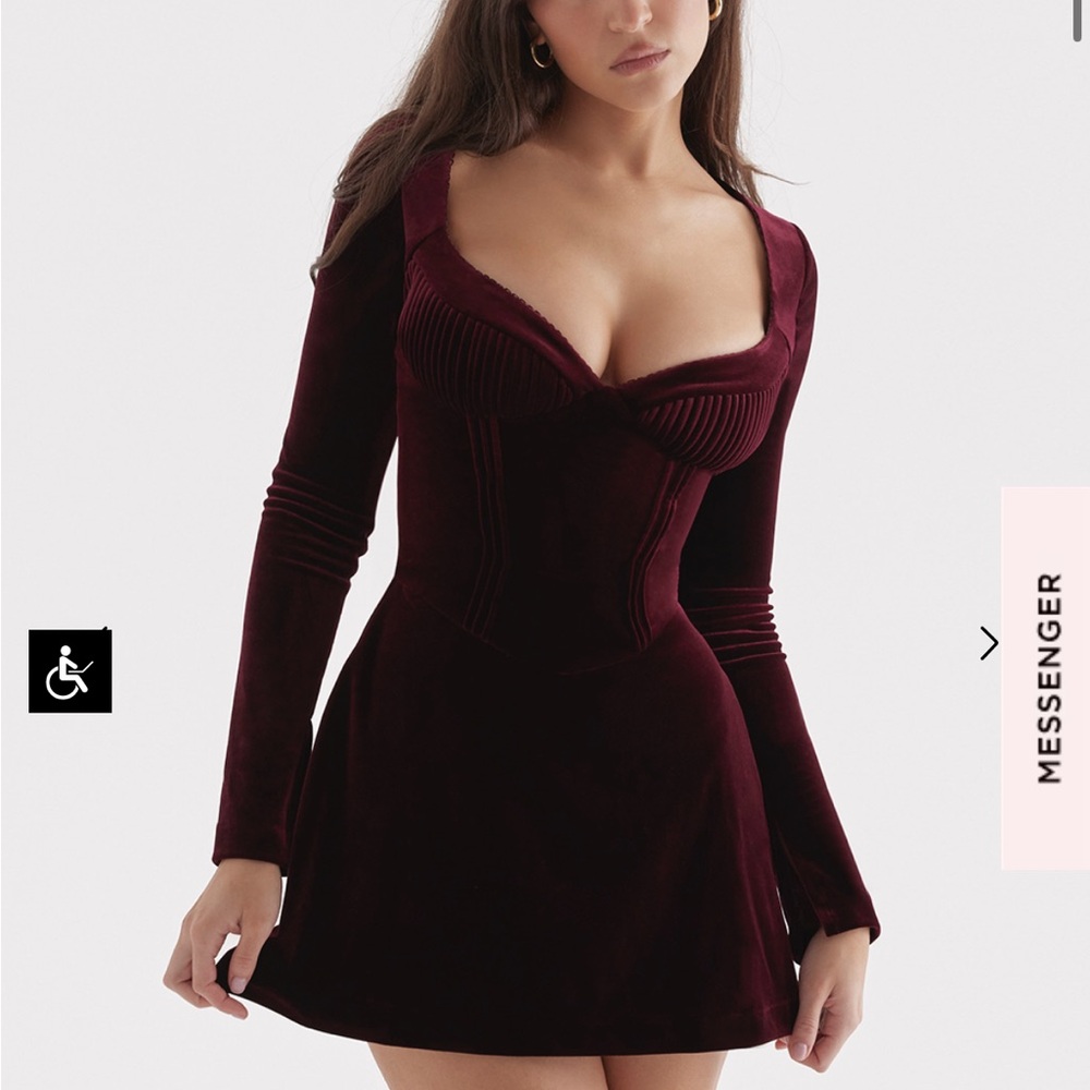 House of CB Veronica Black Cherry Pin Tuck Mini Dress
